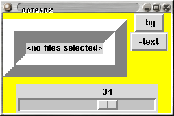 optexp2 的畫面上的 widgets 變小了, 黃色的底全漏了出來